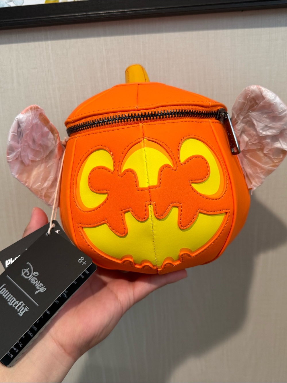 Disney Stitch Glow in Dark Pumpkin Mickey Ear Kids Crossbody Bag